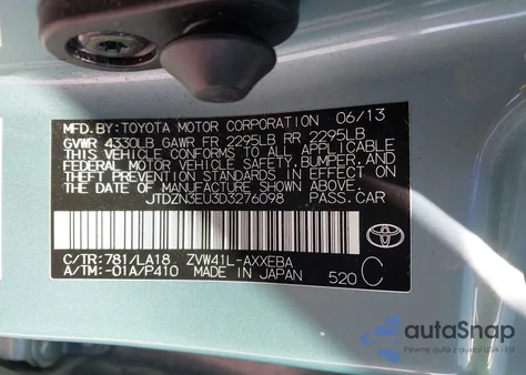 2013 Toyota Prius V Five из США, поврежденный, VIN JTDZN3EU3D3276098